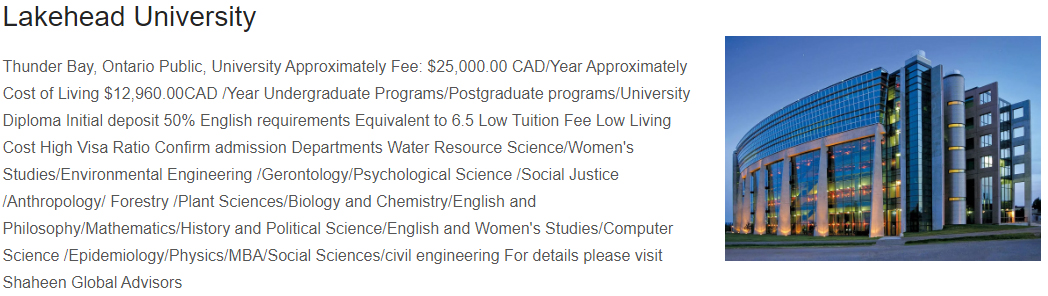 University of lakehead